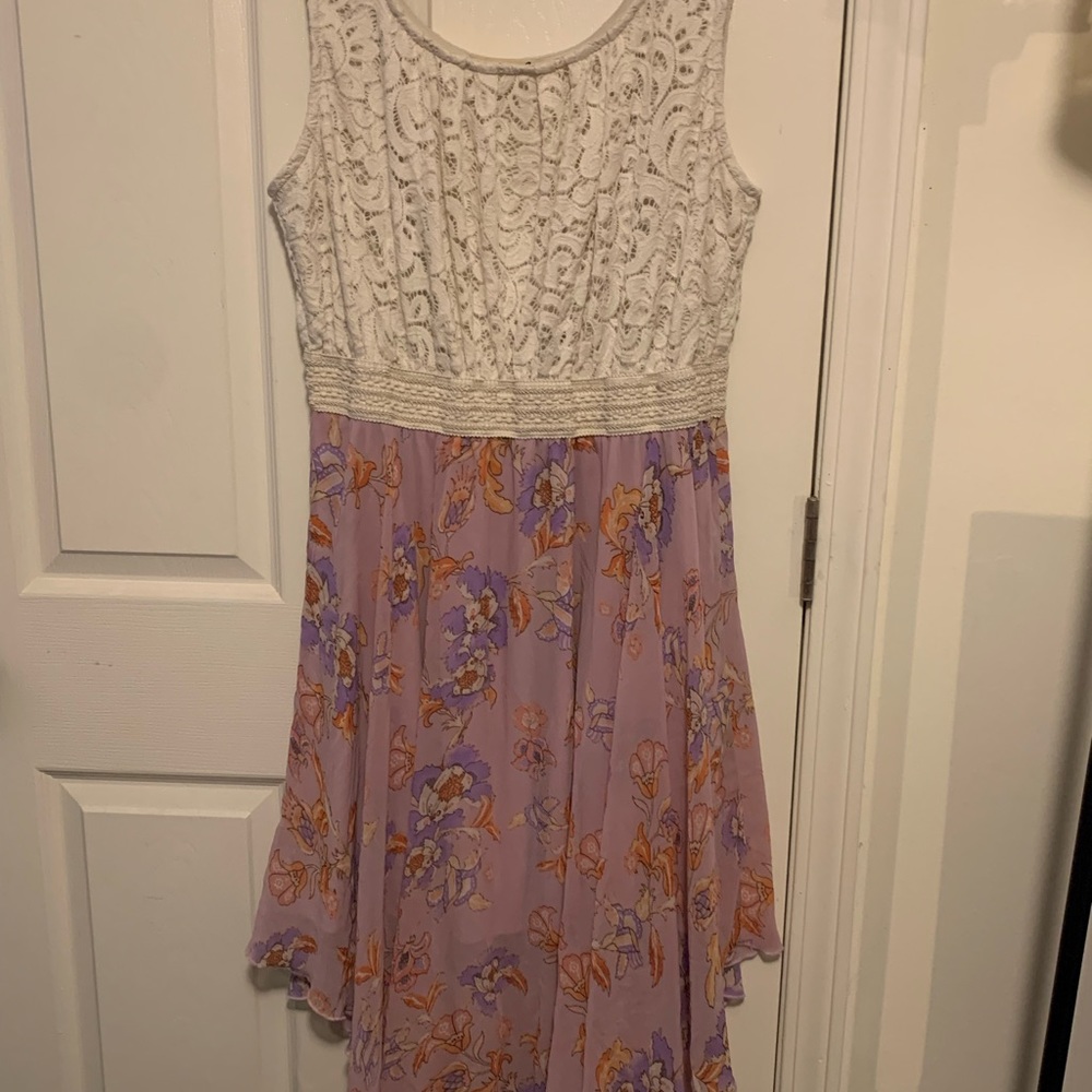 High Low Floral purple and white dress 3X